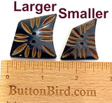 Black / Brown Curvy Sail, Grooved Horn Button 1-7/8" Larger Size,  #SK-0711