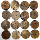 Brown Burnt Horn Rustic Wood-Look 1.25" Two-Hole Button  #SK-0057