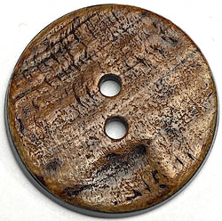Brown Burnt Horn Rustic Wood-Look 1.25" Two-Hole Button  #SK-0057