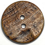 Brown Burnt Horn Rustic Wood-Look 1.25" Two-Hole Button  #SK-0057