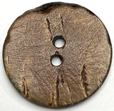 Brown Burnt Horn Rustic Wood-Look 1.25" Two-Hole Button  #SK-0057