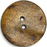 Brown Burnt Horn Rustic Wood-Look 1.25" Two-Hole Button  #SK-0057