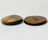 Brown Burnt Horn Rustic Wood-Look 1.25" Two-Hole Button  #SK-0057