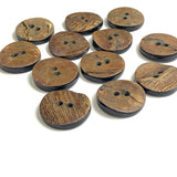 Brown Burnt Horn Rustic Wood-Look 13/16" Two-Hole Button  #SK-0059