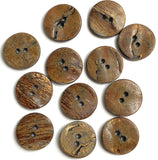 Brown Burnt Horn Rustic Wood-Look 1" Two-Hole Button  #SK-0058