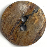 Brown Burnt Horn Rustic Wood-Look 1" Two-Hole Button  #SK-0058