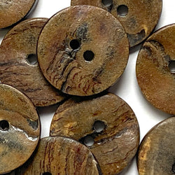 Brown Burnt Horn Rustic Wood-Look 1" Two-Hole Button  #SK-0058