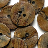 Brown Burnt Horn Rustic Wood-Look 1" Two-Hole Button  #SK-0058