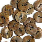 Brown Burnt Horn Rustic Wood-Look 13/16" Two-Hole Button  #SK-0059