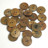 Brown Burnt Horn Rustic Wood-Look 13/16" Two-Hole Button  #SK-0059