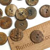 Brown Burnt Horn Rustic Wood-Look 13/16" Two-Hole Button  #SK-0059
