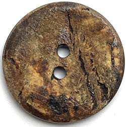 Brown Burnt Horn Rustic Wood-Look 13/16" Two-Hole Button  #SK-0059