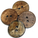 Brown Burnt Horn Rustic Wood-Look 13/16" Two-Hole Button  #SK-0059
