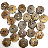 Brown Burnt Horn Rustic Wood-Look 5/8" Two-Hole Button  #SK-0060