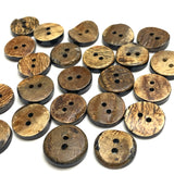 Brown Burnt Horn Rustic Wood-Look 5/8" Two-Hole Button  #SK-0060
