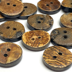 Brown Burnt Horn Rustic Wood-Look 5/8" Two-Hole Button  #SK-0060