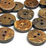 Brown Burnt Horn Rustic Wood-Look 5/8" Two-Hole Button  #SK-0060