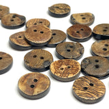 Brown Burnt Horn Rustic Wood-Look 5/8" Two-Hole Button  #SK-0060
