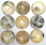 Large Natural Art -Glow Horn Buttons, 1-3/4" Very Scooped, 2 Holes #SK-728