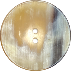 Large Natural Art -Glow Horn Buttons, 1-3/4" Very Scooped, 2 Holes #SK-728