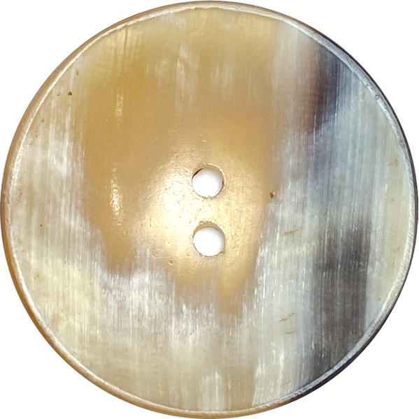 Large Natural Art -Glow Horn Buttons, 1-3/4" Very Scooped, 2 Holes #SK-728