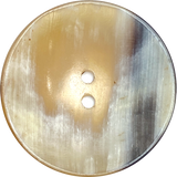 Large Natural Art -Glow Horn Buttons, 1-3/4" Very Scooped, 2 Holes #SK-728