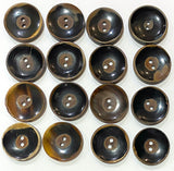 Black / Brown Horn 1-1/8" Shiny Concave Two-Hole Button  #SK-0045