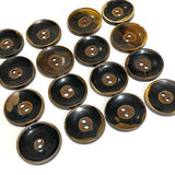 Black / Brown Horn 1-1/8" Shiny Concave Two-Hole Button  #SK-0045