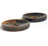 Black / Brown Horn 1-1/8" Shiny Concave Two-Hole Button  #SK-0045