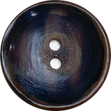 Black / Brown Horn 1-1/8" Shiny Concave Two-Hole Button  #SK-0045