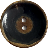 Black / Brown Horn 1-1/8" Shiny Concave Two-Hole Button  #SK-0045