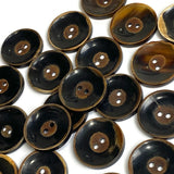 Black / Brown Horn 1-1/8" Shiny Concave Two-Hole Button  #SK-0045