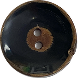 Black / Brown Horn 1-1/8" Shiny Concave Two-Hole Button  #SK-0045