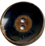 Black / Brown Horn 1-1/8" Shiny Concave Two-Hole Button  #SK-0045