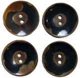 Black / Brown Horn 1-1/8" Shiny Concave Two-Hole Button  #SK-0045