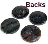 Black / Brown Horn 1-1/8" Shiny Concave Two-Hole Button  #SK-0045