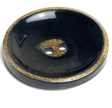 Black / Brown Horn 1-1/8" Shiny Concave Two-Hole Button  #SK-0045