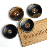 Black / Brown Horn 1-1/8" Shiny Concave Two-Hole Button  #SK-0045