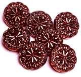 Vintage Glass Copper/Black 9/16" Starflower Button, La Mode #SK-967