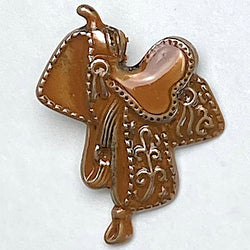 Saddle Button, Tiny Brown Metal 7/8" x 3/4" by Susan Clarke  #SC-673