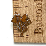 Saddle Button, Tiny Brown Metal 7/8" x 3/4" by Susan Clarke  #SC-673