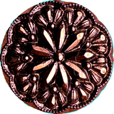 Vintage Glass Copper/Black 9/16" Starflower Button, La Mode #SK-967
