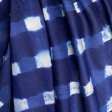 RUNNING LOW Blue/White Shibori Squares Silk/Cotton from India By the Yard # TK-53