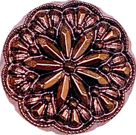 Vintage Glass Copper/Black 11/16" Starflower Button, Larger Size, La Mode #SK-966