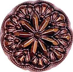 Vintage Glass Copper/Black 11/16" Starflower Button, Larger Size, La Mode #SK-966