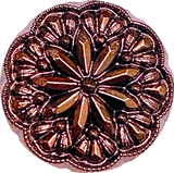 Vintage Glass Copper/Black 9/16" Starflower Button, La Mode #SK-967