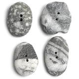 Four Beach Stone Buttons, Gray/White 1" - 1.25"  # BCH-119