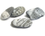 Four Beach Stone Buttons, Gray/White 1" - 1.25"  # BCH-119