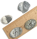 Four Beach Stone Buttons, Gray/White 1" - 1.25"  # BCH-119