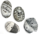 Four Beach Stone Buttons, Gray/White 1" - 1.25"  # BCH-119